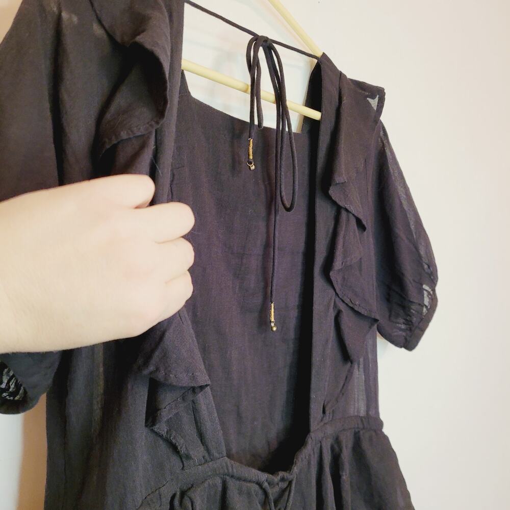 Free people In the Mood for Love ruffle backless black dress Size Sm Whimsigoth - Picture 7 of 8